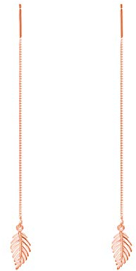 SLUYNZ 925 Sterling Silber Tropfenblatt Ohrringe Kette für Frauen Damen Ohrlinie Einfädler Ohrringe Lange Ohrringe (C-Rose Gold)