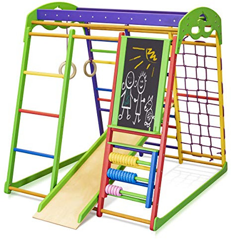 Kinder zu Hause aus Holz Spielplatz mit Rutschbahn ˝Unga-Plus˝ Kletternetz Ringe Kletterwand, EU-Warenlager, Zertifikat!