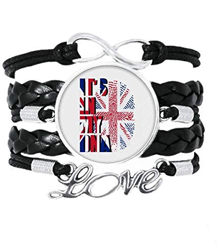 OFFbb-USA Armband mit britischer Flagge, Fingerabdruck, Liebeszubehör, gedrehtes Leder, Strickseil, Geschenk, Nicht zutreffend.