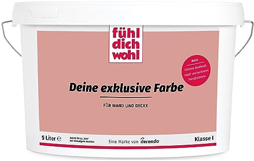 derendo Fühl Dich Wohl Deine Farbe rot, matte Wandfarbe rot, hohe Deckkraft, verschiedene Rottöne zur Auswahl (5L, Granatapfel)