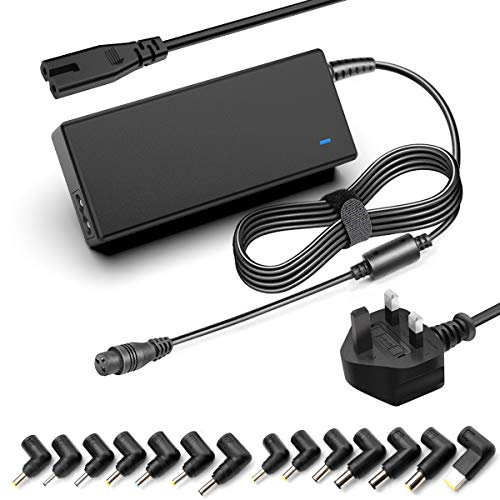 Rocketek 90W Universal Laptop Charger UK Plug Power Supply 15V 16V 18.5V 19V 19.5V 20V Power Adapter Power Cord Replacement, Suitable for HP Dell Toshiba IBM Lenovo Acer Asus Samsung Sony