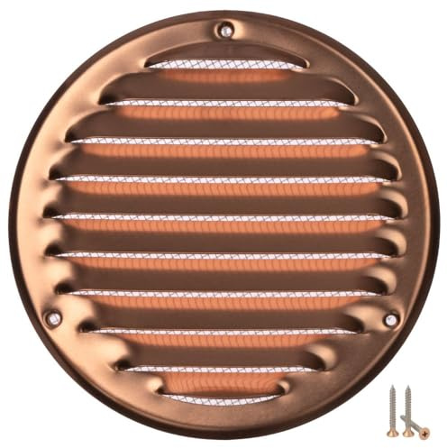 Ø 125mm Rotonda Griglia di Ventilazione in Rame - Griglie D'Aerazione con Rete Anti Insetti