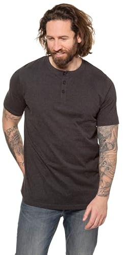 JP 1880 Herren große Größen Übergrößen Menswear L-8XL Henley, Basic, Knopfleiste, Halbarm anthrazit XXL 726695110-XXL