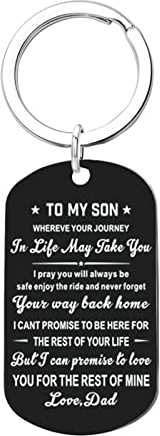 BCughia Schlüsselanhänger, Schlüsselanhänger Frau Gross Rostfreier Stahl 50X50Mm Schlüsselanhänge mit Gravur to My Daughter/Son... für Abschluss