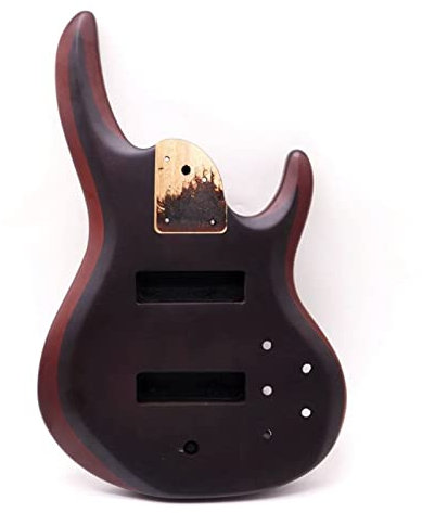 FLFL DIY Bausatz Gitarre Hickory Skin Electric Bass Gitarre Körper Okoume-Holz Verwendung Mit 24-Bund-Gitarren-Hals Unvollendeter Gitarrenbausat