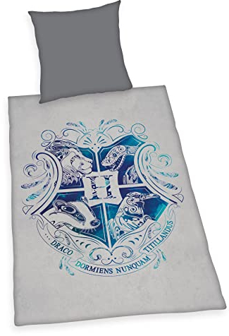 Herding Bettwäsche-Set Harry Potter, Kopfkissenbezug 80 x 80 cm, Bettbezug 135 x 200 cm, Mit Knopfleiste, Baumwolle