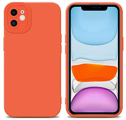 Cadorabo Hülle kompatibel mit Apple iPhone 12 Schutzhülle TPU Silikon Case Liquid Design mit Kameraschutz Slim Kratzfest Weiche Gummi mit Rundumschutz Case Hülle für iPhone 12 in Orange