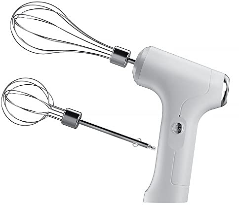 Batidora de mano, batidor eléctrico, licuadoras pequeñas portátiles de 3 velocidades, batidor de masa de acero inoxidable para cocina, hornear y cocinar (blanco)