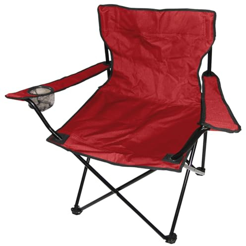 Mojawo Chaise pliante pour la pêche/le camping avec porte-gobelet et sac de transport Rouge
