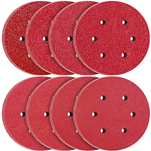 KONGMING 80 Stück Schleifpapier 150mm Klett 6 Loch Körnung 40 60 80 120 180 240 320 400 für Exzenterschleifer
