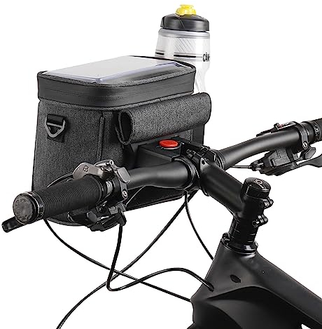 BBTISG Fahrrad Lenkertasche, 5L Wasserdicht Fahrradtasche Fahrradkorb vorne Tasche mit Touchscreen Vorne Lenkeradapter und Schultergurt für E-Bike MTB Rennrad Scooter