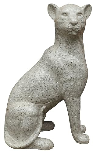 STONE art & more Exklusiver Puma/Löwe/Tiger, XL Steinfigur, 156 cm, weiß, Terrazzo-Material, Garten-Deko-Statue, frostfest