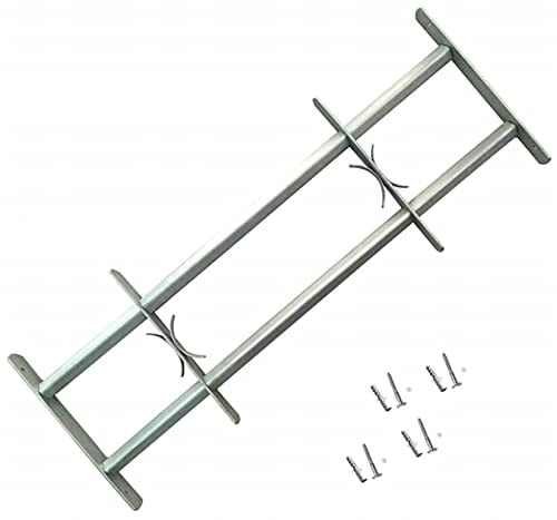 Homgoday Fenstergitter Verstellbar Fenstergitter Sicherheitsschrauben Ausziehbar Gitter zur Einbruchsicherung Einbruchschutz Gitter mit 2 Querstäben 500-650 mm