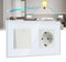 BSEED Lichtschalter mit Steckdose 1 Fach 3 Wege, Glas Platte Wandschalter mit 16A Schuko Steckdose, Lichtschalter Unterputz Wechselschalter mit Steckdose Weiß - 157mm