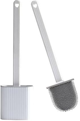 EFOT-Silicone Toilet Brush EFOT- Bathroom Silicone Toilet Brushes and Holder Sets with No-Slip Long Plastic Handle and Soft Flexible Bristles Toilet Brushes with holders and Base for Anti-drip