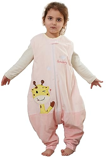 XQ&XG Baby Schlafsack mit Füßen 1.5 Tog,Babyschlafsack Kinder mit Beinen,Kinderschlafsack für mädchen und Junge,Rosa,5-6 Jahre