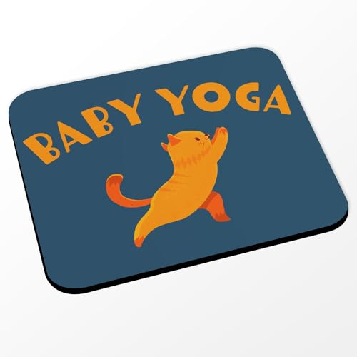 Mauspad, Motiv: Baby Yoga Katze, niedlich, Original Drawing – (Maße 24 x 20 cm)