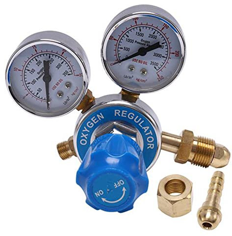 Sueooudh Oxygen Gas Bottle Regulators O2 Reducing Pressure Double Gauge Regulator Oxygen Tank Regulator