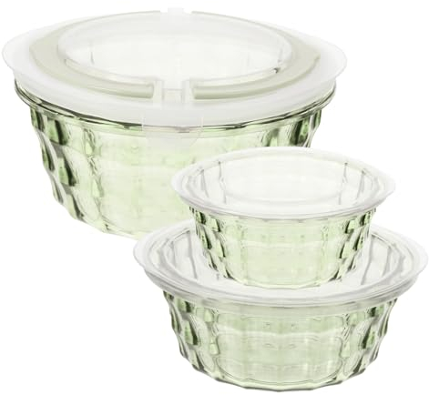 Zerodeko 3 Piezas Crujiente Tazones Para Guardar Ensaladas Contenedores De Plástico Soporte De Plástico Juego De Tazones Anidados Con Tapas Nevera Con Tapa Quitar Ensaladera Pd
