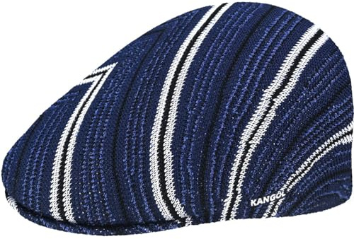 Kangol Diagonal Stripes Flatcap Schirmmütze Schiebermütze Herren - mit Schirm Sommer Frühling-Sommer - L (58-59 cm) dunkelblau
