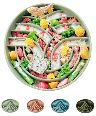 OHMO Gamelle Anti glouton Chat (180g Capacité, Arbre de Vie), Mangeoire Lente pour Chien, en Silicone Alimentaire, Fond antidérapant et Ventouse