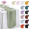 LEREATI Käsetuch Tischläufer Salbei Grün 90 x 300cm Chiffon Tischläufer Musselin Tischdecke Modern Abwaschbar Boho Tischdecke für Geburtstag, Hochzeit, Frühling, Küche Tischdeko