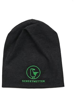 SCHIETWETTER Accessoire Kinder Mütze, Leichte Beanie, Übergangsmütze, dünne Kopfbedeckung, Logo-Print, stretch, warm, einfarbig anthrazit/green 52