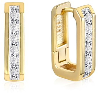 Gold Ohrringe Damen, Kleine Eckig Creolen Klein Dicke Creolen Hypoallergen Kleine Huggie Ohrringe Eckig Zirkonia Klein Klobige Ohrring Geometrie Damen