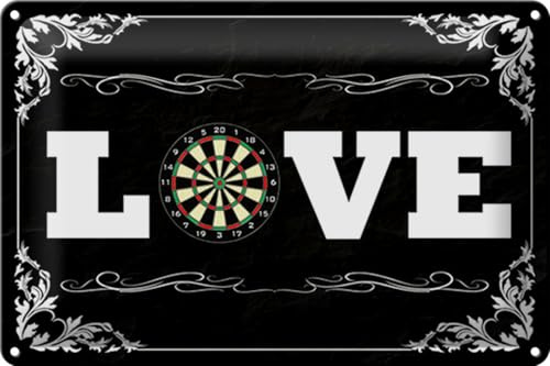 Schild Blech 30x20cm - Made in Germany - Spruch Love Darts Metall Deko Blechschild