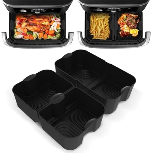 Stampi Grande in Silicone per Ninja Foodi FlexDrawer Friggitrice ad Aria AF500EU 10,4L, Accessori per COSORI Friggitrice ad Aria 10L, Contenitori Teglie per Friggitrice ad Aria Forno (3 Pezzi)