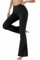 Zhiaek Yogahose Damen Schlaghose Blickdicht Flared Leggings Cross Waist Bootleg Sporthose Lang Bootcut Jogginghose Fitnesshose Jazzpants Stretch für Sport Tanz Casual Arbeit Schwarz M