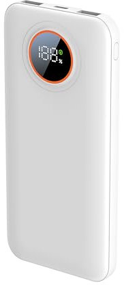 Chargeur portable 10 000 mAh Slim Fast Charging Power Bank avec câbles intégrés, écran LED USB C, batterie externe compatible avec iPhone 15/14/13/12, Samsung, Android, etc (blanc (10 K))