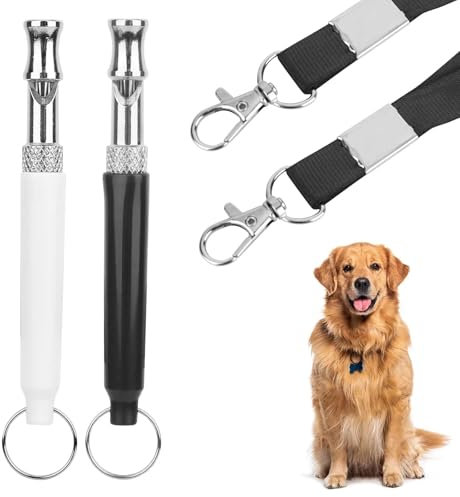 YYETCH 2 Stück Hundepfeife,Hundepfeife mit Pfeifenband,Hundepfeife für Rückruf,Hundepfeife Hochfrequenz Lautlos,Professionelle Trainingspfeife mit Standardisierter Frequenz