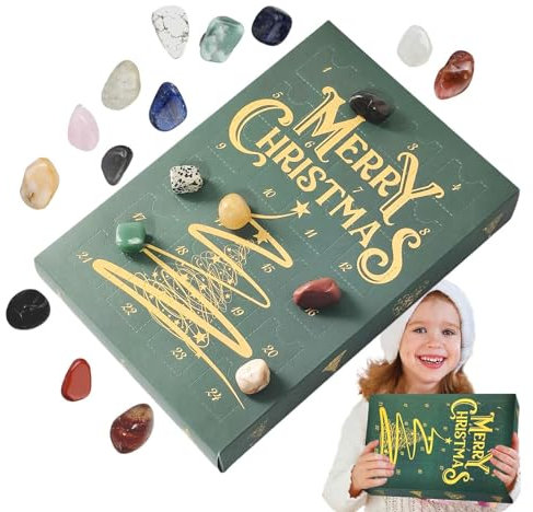 Weihnachts-Adventskalender 2024 für Teenager, Weihnachts-Adventskalender 2024, Adventskalender, Kalender 2024, 24 Tage natürlicher Kristall-Achat-Stein, Mineralien, Fossilien, Kalender für Kinder