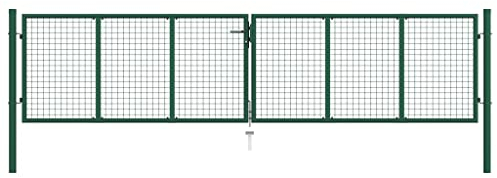 Lauuoeriau Hardware, Zäune und Barrieren, Tore, Netz-Gartentor, Stahl, 390 x 100 cm, Grün