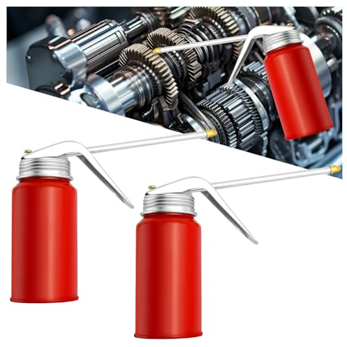 2PCS Oil Can Pump Oiler,200 ML Oil Can with Spout for Manual Refueling Metal Motor Oil Dispenser,Universal Car Accessories Oil Squirt Can Fit Most Vehicles Motorcycles