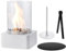 Chimenea redonda de mesa portátil, chimenea de bioetanol sin deducción, chimenea de bioetanol, juego de fuego de mesa con piedras decorativas para mesa, hogar, cocina, salón, jardín (blanco)
