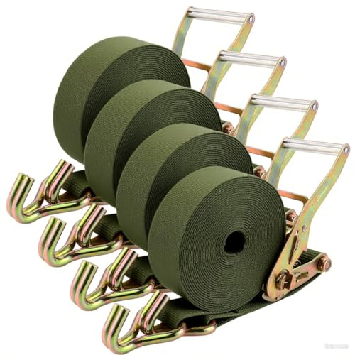 DAJAVE 4 Stück 40mm x 5m Spanngurt, 3000 kg Spanngurte mit Ratsche und Haken, Zurrgurt Heavy Duty für Motorräder, Ratschengurt Zurrgurte für Ladungssicherung