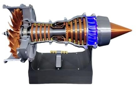 Metalakaer Turbofan Aircraft Engine Kit That Works, TRENT 900 Simulated Functional Turbofan Aircraft Engine Model with LED Light, Science Educational Gifts (Rechargeable Version/50+PCS)