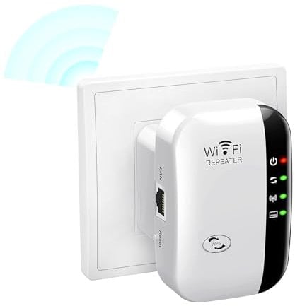 WLAN Verstärker, WLAN Repeater mit 300 Mbps, WiFi Repeater mit LAN Anschluss, 2,4GHz WiFi Extender Booster mit Router/Access Point Modus, Internet Verstärker bis zu 5000 sq.ft und Allen WLAN Geräten