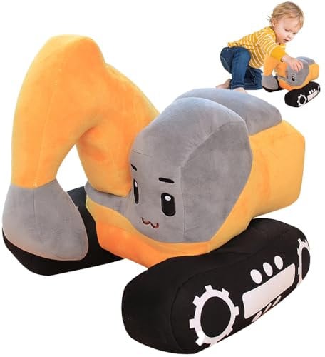 Afenau Bagger Kuscheltier, 26 * 23cm Plüsch Bagger Spielzeug, Ausschreibung Kinder Plüsch Bagger, Plüsch-Bagger-Spielzeug für Jungen und Mädchen, Geburtstagsgeschenk