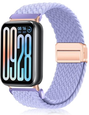 PaceBid Nylon Correa para Xiaomi Smart Band 9 Pro/Band 8 Pro/Xiaomi Redmi Watch 5/Watch 4, Hombres Mujeres Nailon Trenzada Magnética Reloj de Repuesto para Xiaomi Mi Band 8 Pro/Mi Band 9 Pro - Lavanda