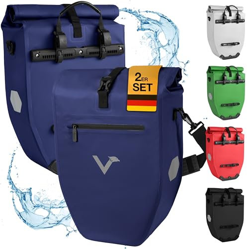 Valkental® Große & wasserdichte Gepäckträgertasche - Fahrradtasche für Gepäckträger mit großen Reflektoren [Abschließbar] Bombenfester Sitz - Mehrfach ausgezeichnet - Gefertigt für Langlebigkeit