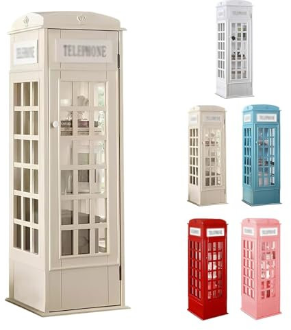 Mixtric Bücherregal in Telefonzellen Form, 5-Stöckiges Bücherregal Aus Holz, Vitrine Mit Acryltür, Würfelförmiges Aufbewahrungsregal in Telefonzellenform Aus Holz,Beige