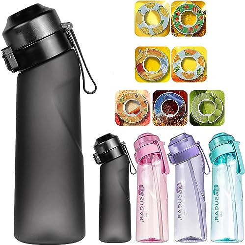 FIENZA Air Gourde Up Bouteille 650ML Avec 7 sul Saveur Gout Pods, Air Bouteille Up d'eau Parfumée Tritan Sans BPA Avec Paille 0 Sucres et Tasse d'eau