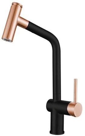 XJTNLB Kitchen Taps with Pull Out Spray Black Rose Gold Kitchen Sink Mixer Tap Stainless Steel 360° Swivel Spout