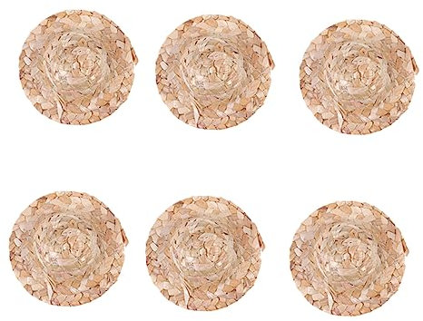 IMIKEYA 6 Stück Kleiner Strohhüte für Puppen Handgefertigte Geflochtene Puppenmützen mit Breiter Krempe für Selbstgemacht Bastelprojekte