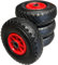 TMV24® 4x Sackkarrenrad Luftrad 3.00-4, 260x85 Reifen mit Schlauch & Rad für 2cm Ø Achse Sackkarre Bollerwagen Luftreifen Ersatzrad Sackkarren Räder Rollenlager Kugellager Winkelventil Schwarz/Rot