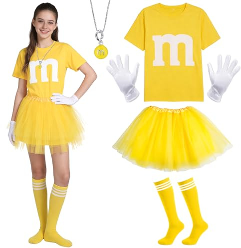 Kitimi Faschingskostüme Damen Gruppen Kostüm, T-Shirt M Tüllrock Handschuhen Socken und Halskette, Faschingskostüm Karneval Gruppenkostüm Erwachsene Karneval Kostüm Tanzgruppe Süßigkeitenkostüm