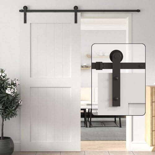 WINSOON Kit de puerta corredera de granero: 200 cm, kit de puerta corredera resistente